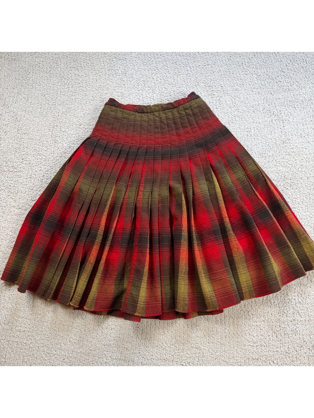 1950s Pendleton Turnabout Reversible Plaid Wool Pleated Midi Skirt 20W XXS